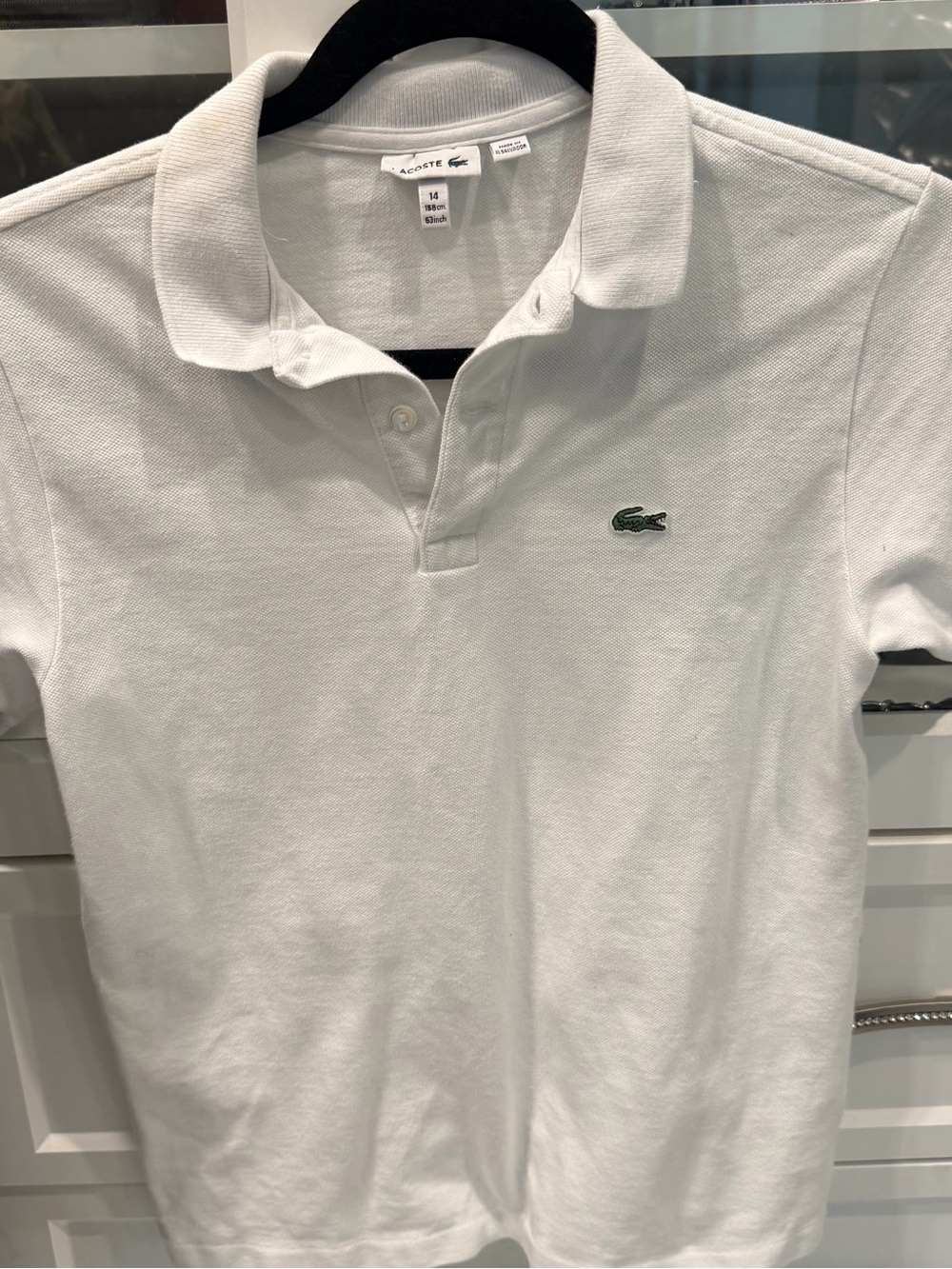 Lacoste White Polo with Green Crocodile Logo